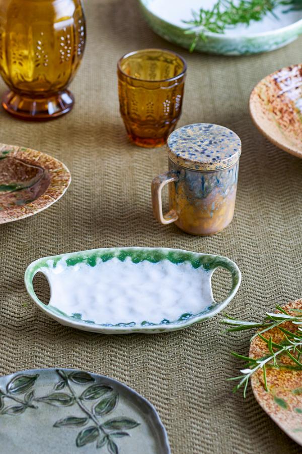 Creative Collection Prim Serving Plate, Green, Stoneware