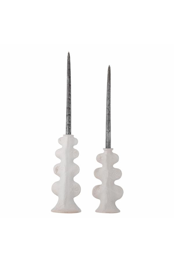 Bloomingville Cason Candle Holder, White, Stoneware
