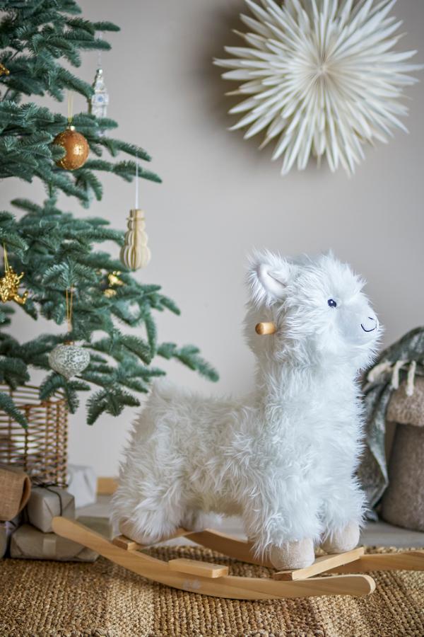 Bloomingville Mini Kinto Rocking Toy, Lama, White, Polyester