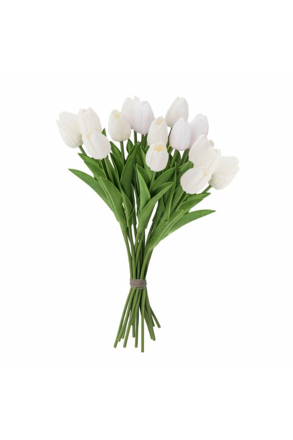 Bloomingville Tulip Bouquet, White, Artificial Flowers