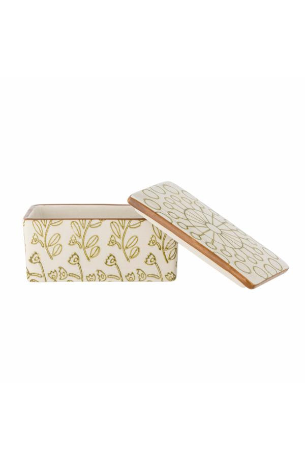 Creative Collection Maple Butter Box, Green, Stoneware