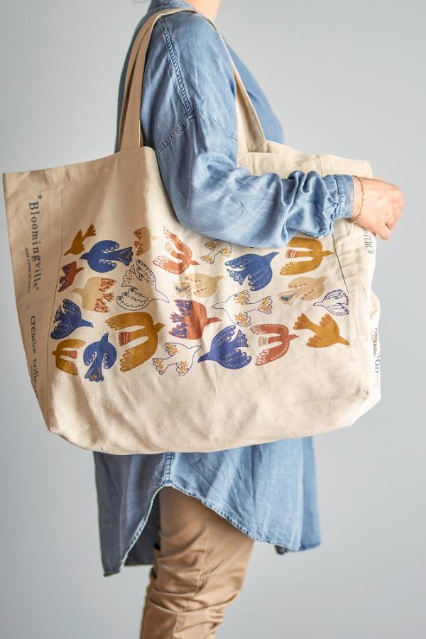 Bloomingville Anniversary Shopping Bag, Multi, Cotton OEKO-TEX®