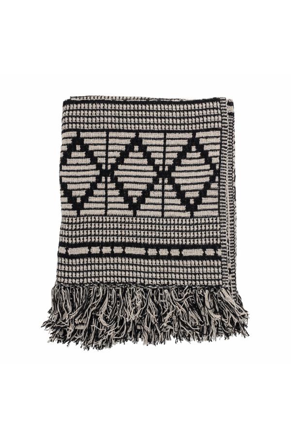 Bloomingville Gutte Throw, Black, Recycled Cotton