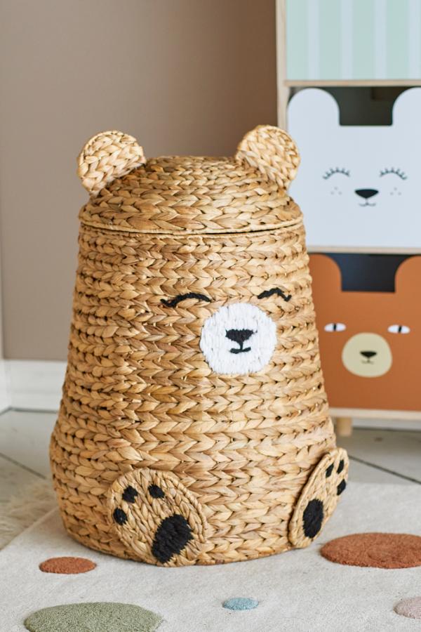 Bloomingville Mini Timone Basket w/Lid, Nature, Water Hyacinth
