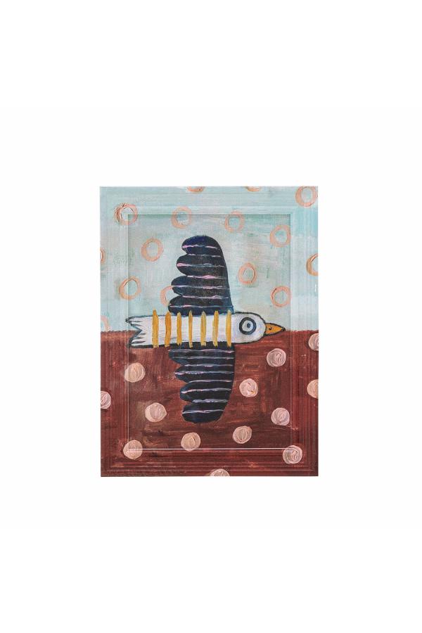 Creative Collection Brett birdy Illustration w/ Frame, Multi, Firwood