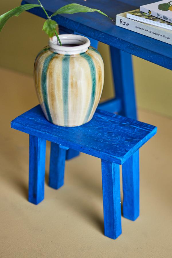 Creative Collection Porir Pedestal, Blue, Reclaimed Wood