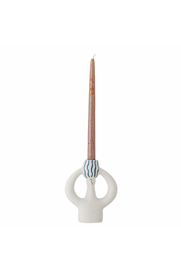 Bloomingville Hatty Candle Holder, Blue, Stoneware