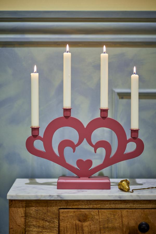 Bloomingville Salia Advent Candle Holder, Red, MDF