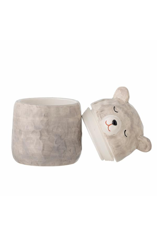 Bloomingville Mini Puk Jar w/Lid, Grey, Stoneware