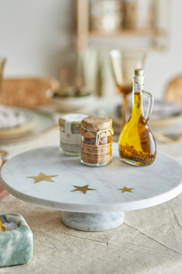 Bloomingville Fenya Star Cake Tray, White, Marble
