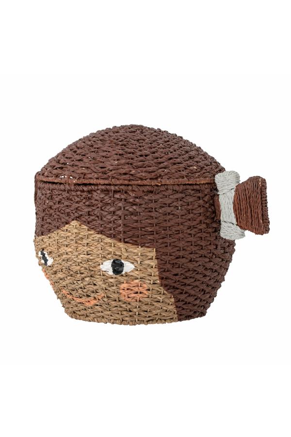Bloomingville Mini Lill Basket w/Lid, Brown, Bankuan Grass