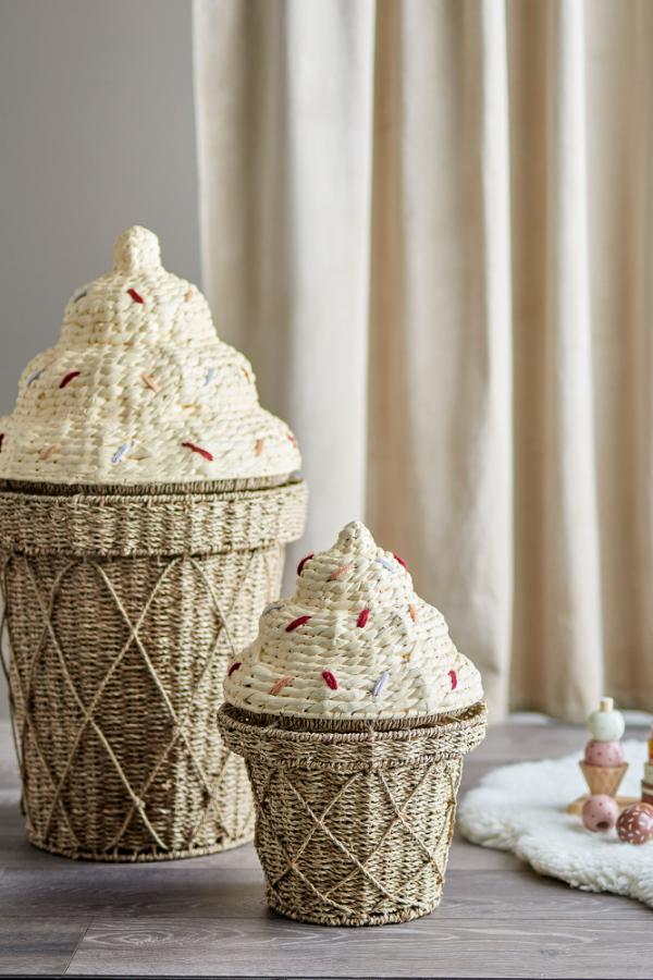 Bloomingville Mini Cillie Basket w/Lid, Nature, Seagrass