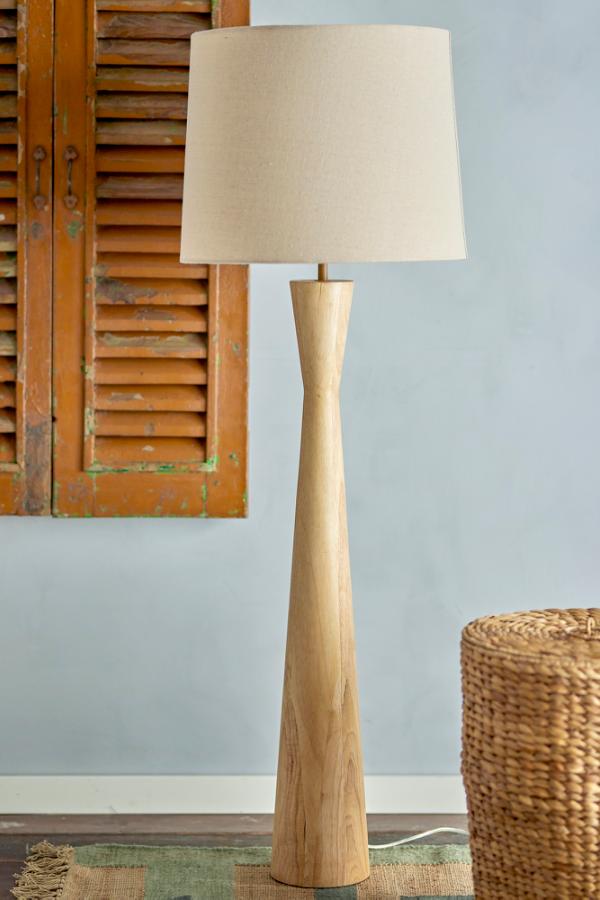 Creative Collection Leonor Floor Lamp, Nature, Rubberwood