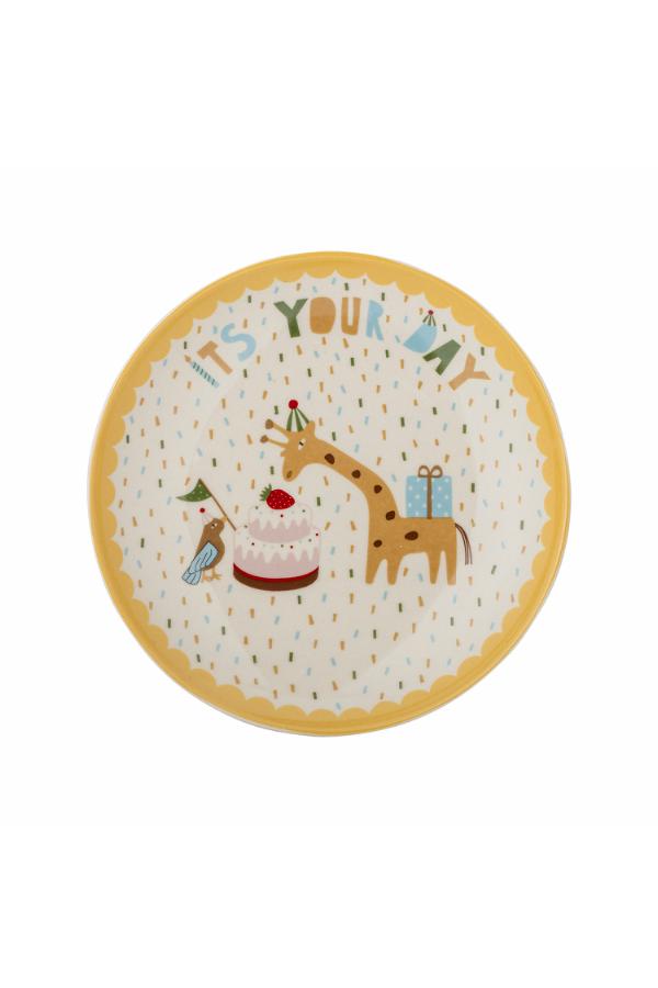 Bloomingville Mini Celebrate Plate, Yellow, Stoneware