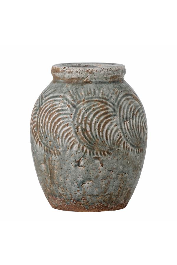 Bloomingville Damian Deco Vase, Green, Terracotta