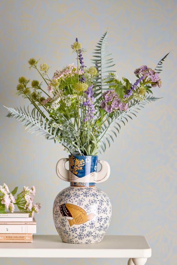 Bloomingville Hezha Vase, Blue, Stoneware