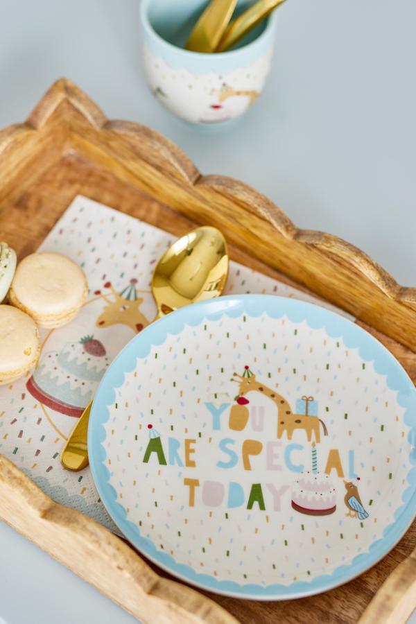 Bloomingville Mini Celebrate Plate, Blue, Stoneware