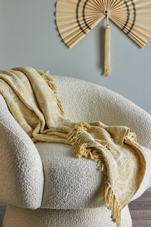 Bloomingville Pratello Throw, Yellow, Recycled Cotton
