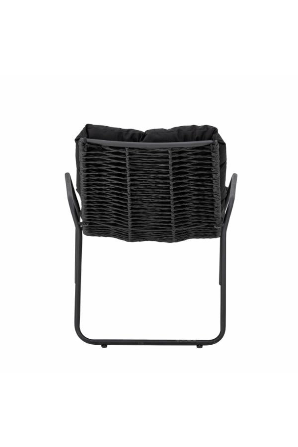 Bloomingville Boel Deck Chair with Stool, Black, Metal