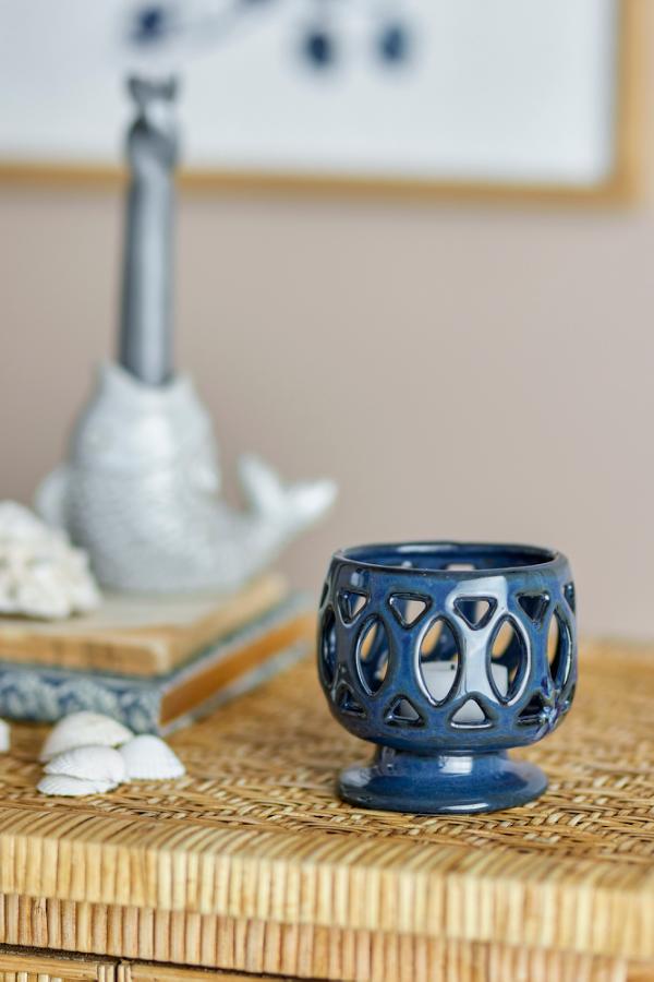 Creative Collection Patty Votive, Blue, Stoneware