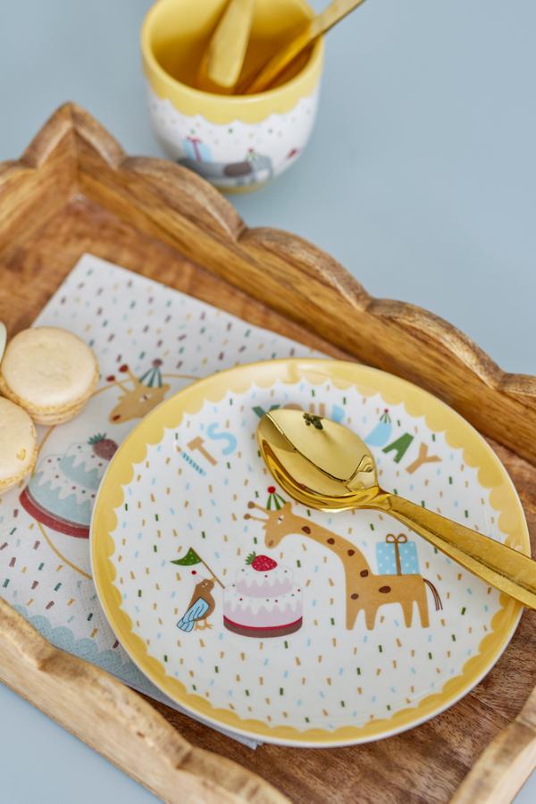 Bloomingville Mini Celebrate Plate, Yellow, Stoneware