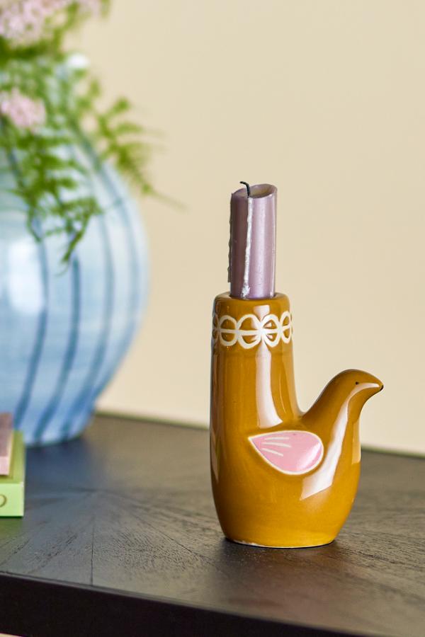 Bloomingville Trudy Candle Holder, Brown, Stoneware