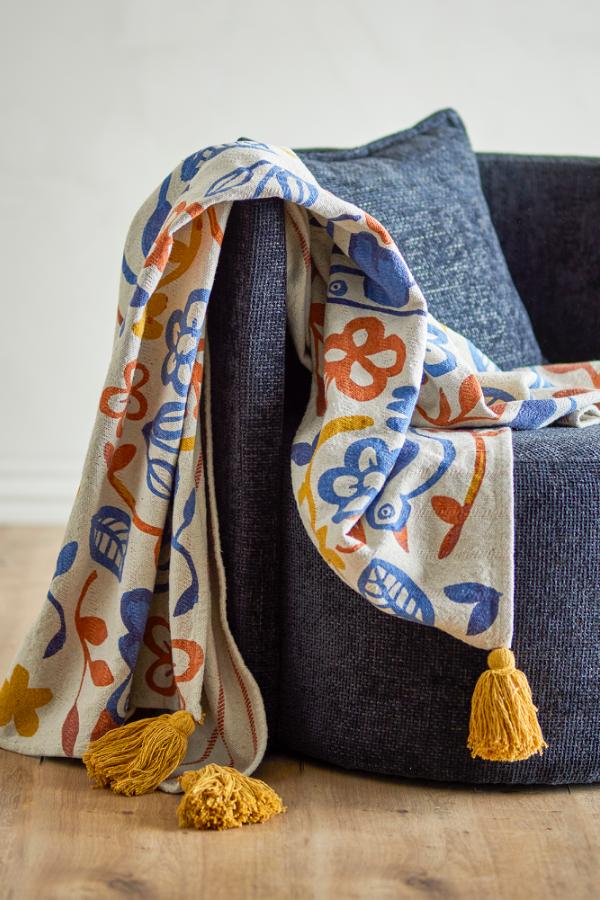 Bloomingville Figuria Throw, Multi, Recycled Cotton