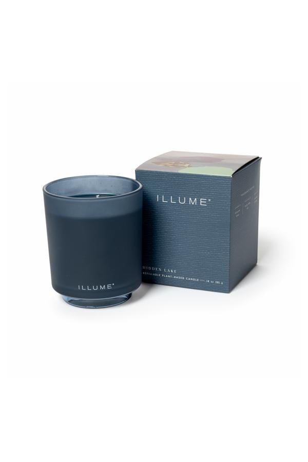 Illume Hidden Lake Box Glass Candle, Blue,