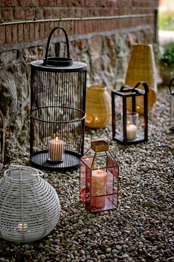 Bloomingville Malua Lantern w/Glass, White, Rattan