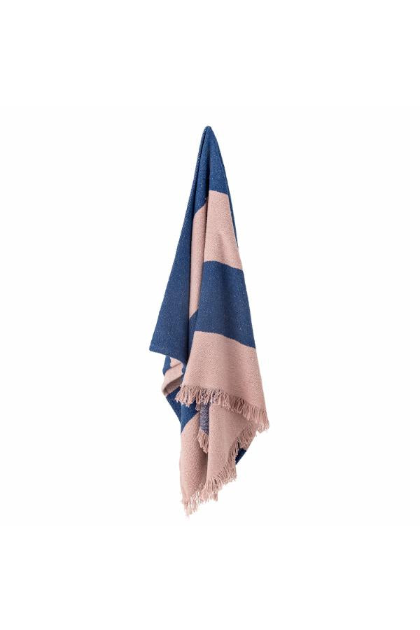 Bloomingville Cadeo Throw, Blue, Recycled Cotton