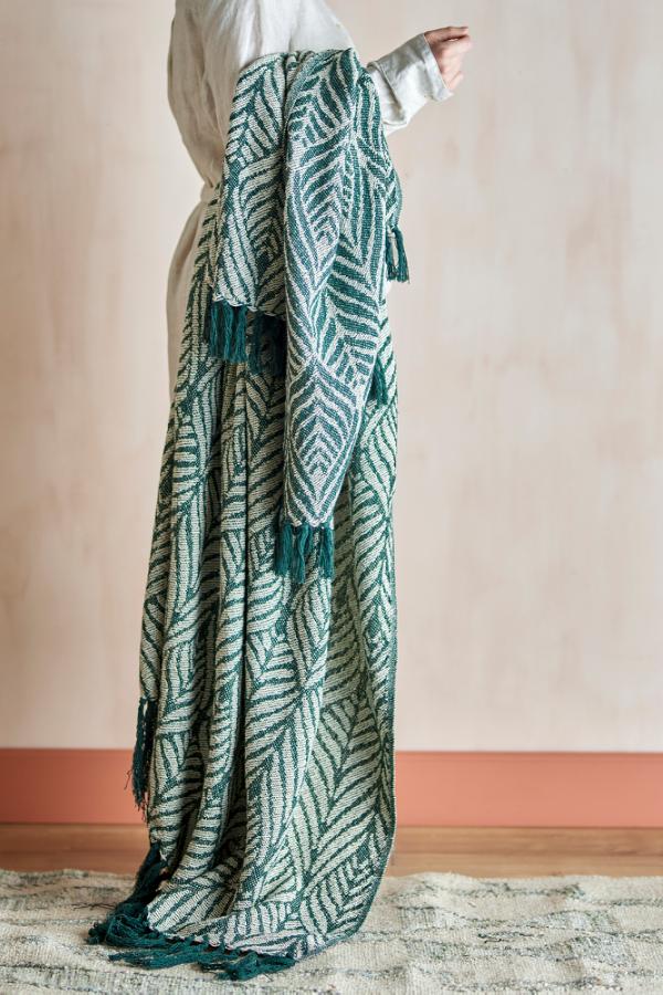 Creative Collection Ugento Throw, Green, Recycled Cotton
