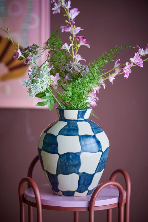 Bloomingville Check Vase, Multi, Stoneware