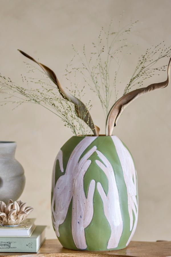 Bloomingville Adalena Deco Vase, Green, Stoneware