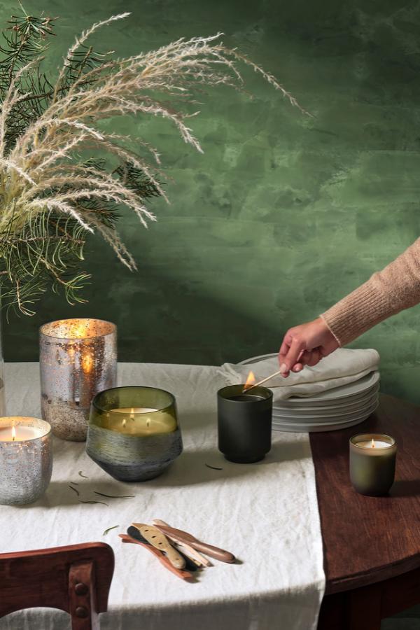 Illume Balsam & Cedar Box Glass Candle, Green,