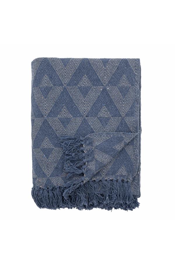 Bloomingville Udine Throw, Blue, Recycled Cotton