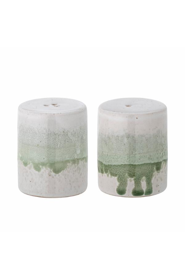 Bloomingville Paula Salt & Pepper Shaker Set, Green, Stoneware