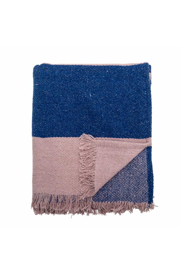 Bloomingville Cadeo Throw, Blue, Recycled Cotton