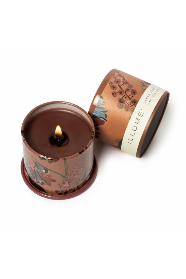 Illume Terra Tabac Demi Vanity Tin Candle, Brown,