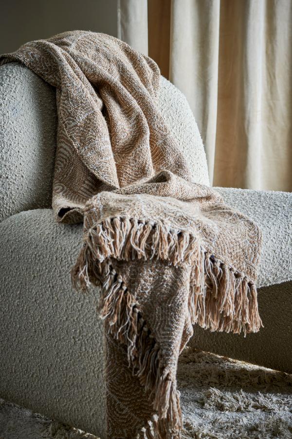 Bloomingville Okapi Throw, Brown, Recycled Cotton