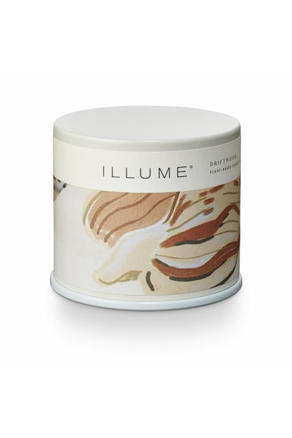 Illume Driftwood Vanity Tin Candle, White,