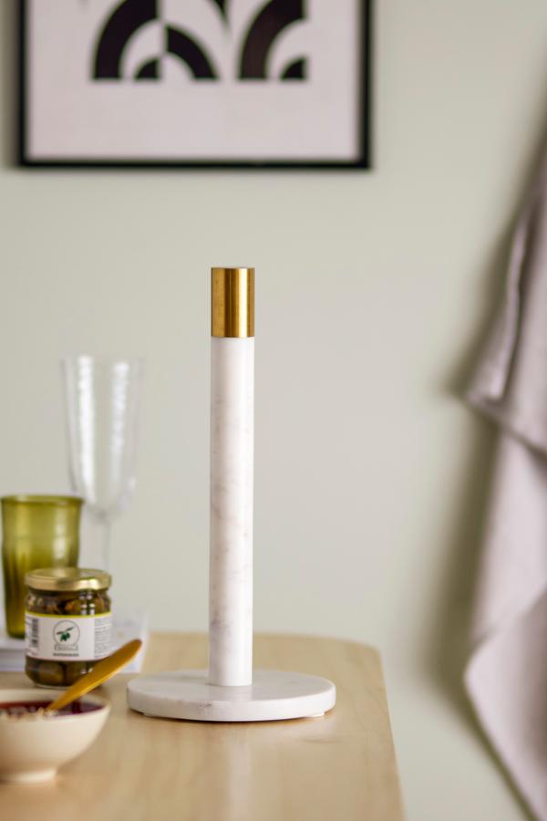 Bloomingville Emira Kitchen Paper Stand, White, Marble