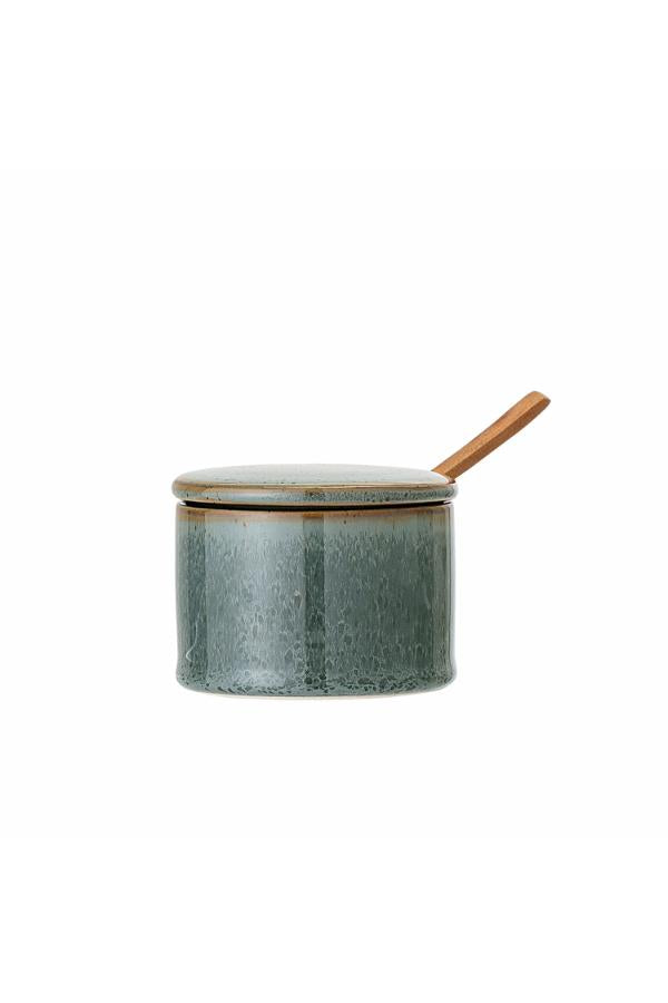 Bloomingville Pixie Jar w/Lid & Spoon, Green, Stoneware