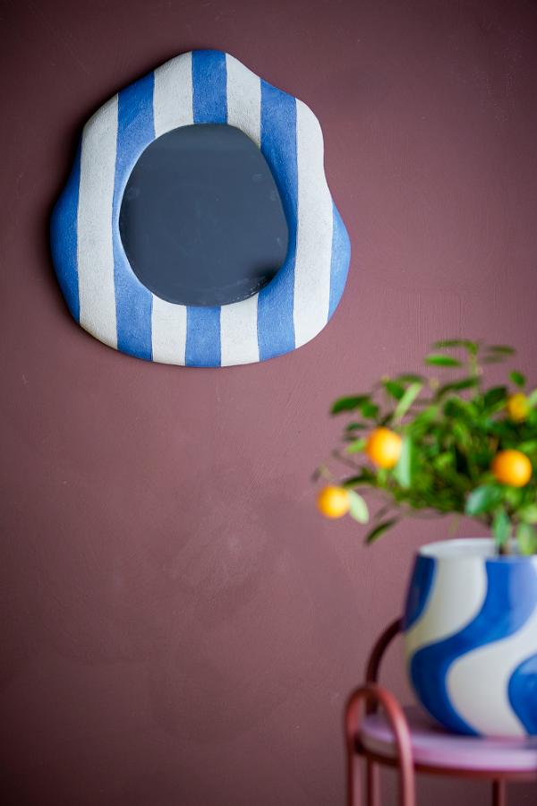 Bloomingville Travis Wall Mirror, Blue, Polyresin