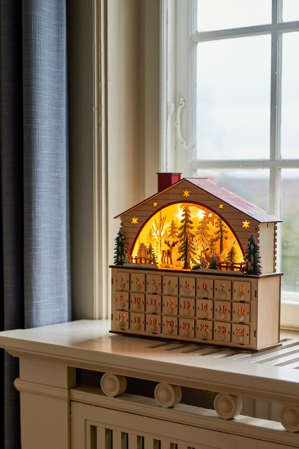 Bloomingville Melvin Calendar w/light, Nature, Plywood