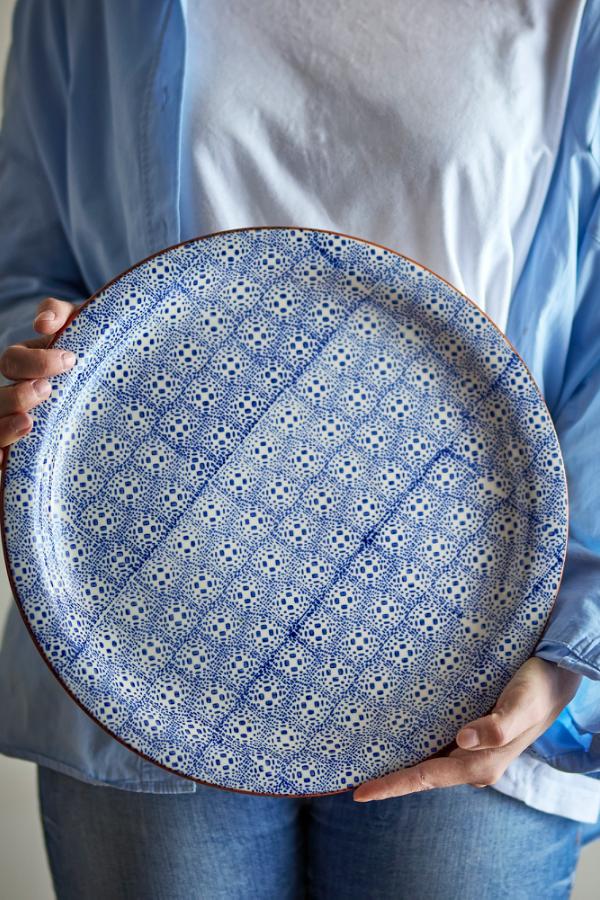 Bloomingville Karine Serving Plate, Blue, Stoneware