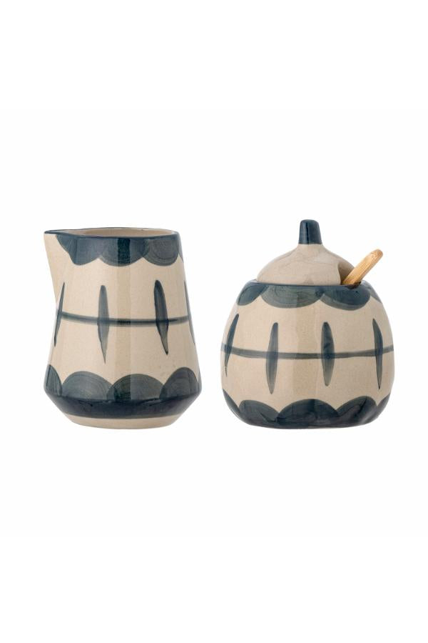 Creative Collection Allium Milk Jug & Sugar Bowl, Blue, Stoneware