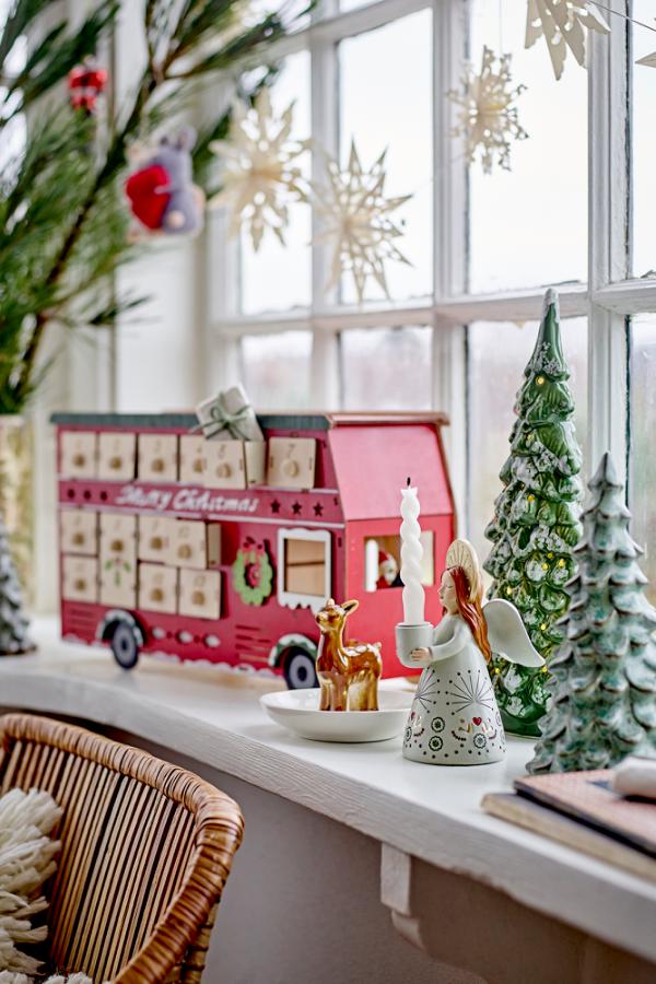 Bloomingville Edward Calendar w/light, Red, Plywood