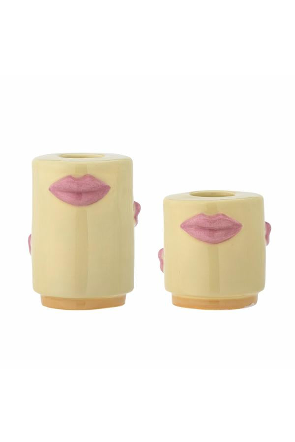 Bloomingville Sassy Candle Holder, Yellow, Stoneware