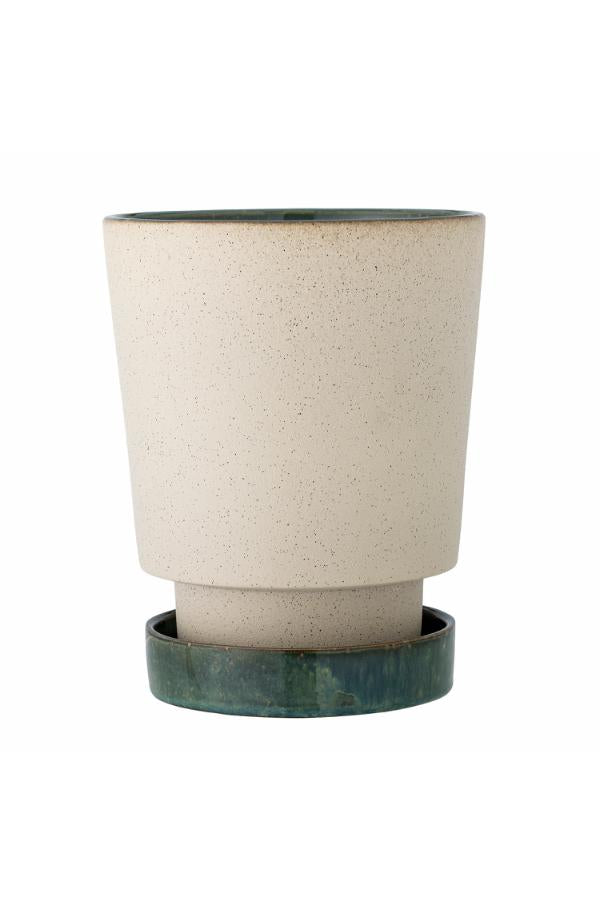 Bloomingville Idril Flowerpot w/Saucer, Nature, Stoneware