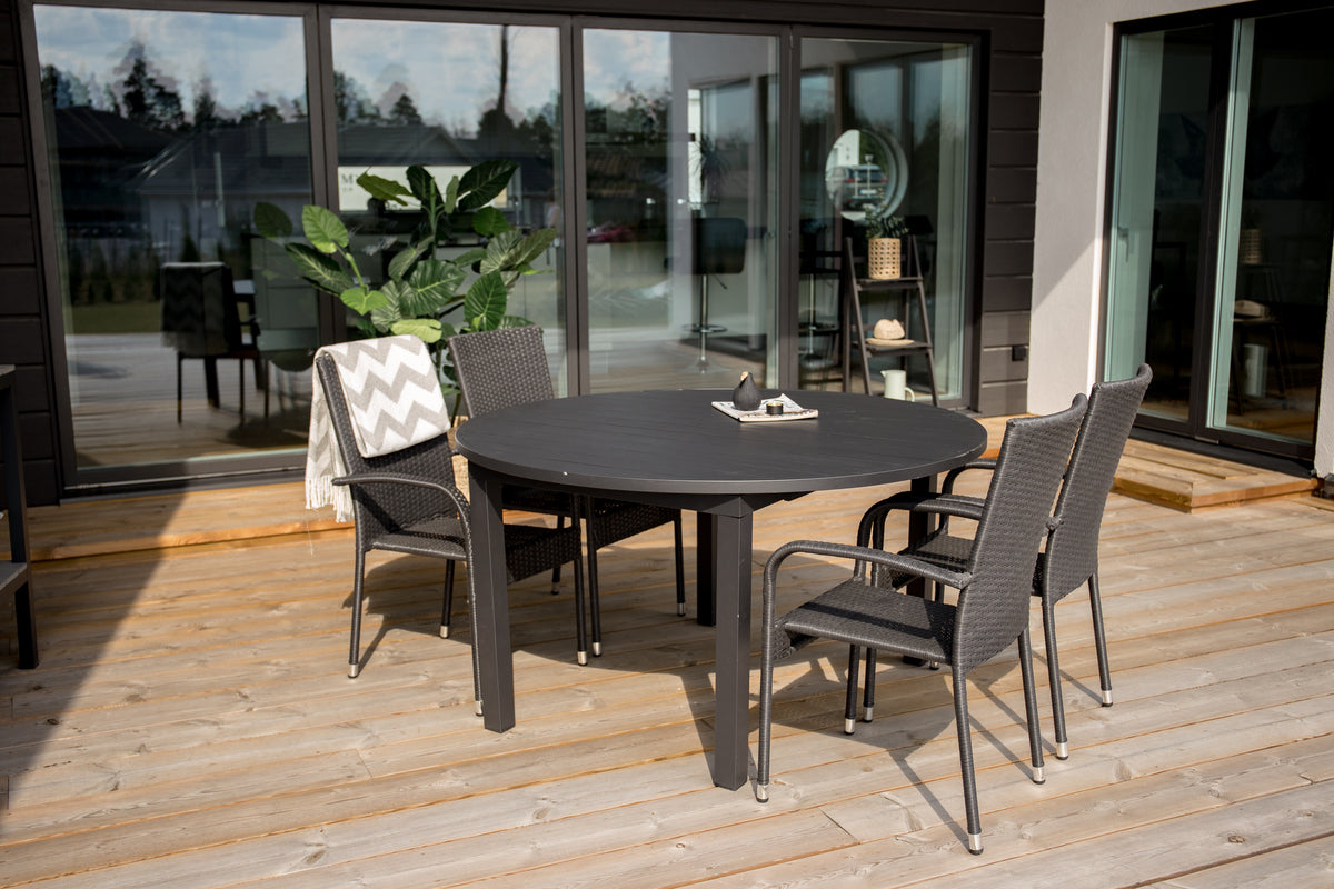 Venture Design Anna & Marbella Matstolar Svart + Matbord ⌀140